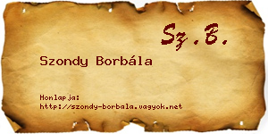 Szondy Borbála névjegykártya